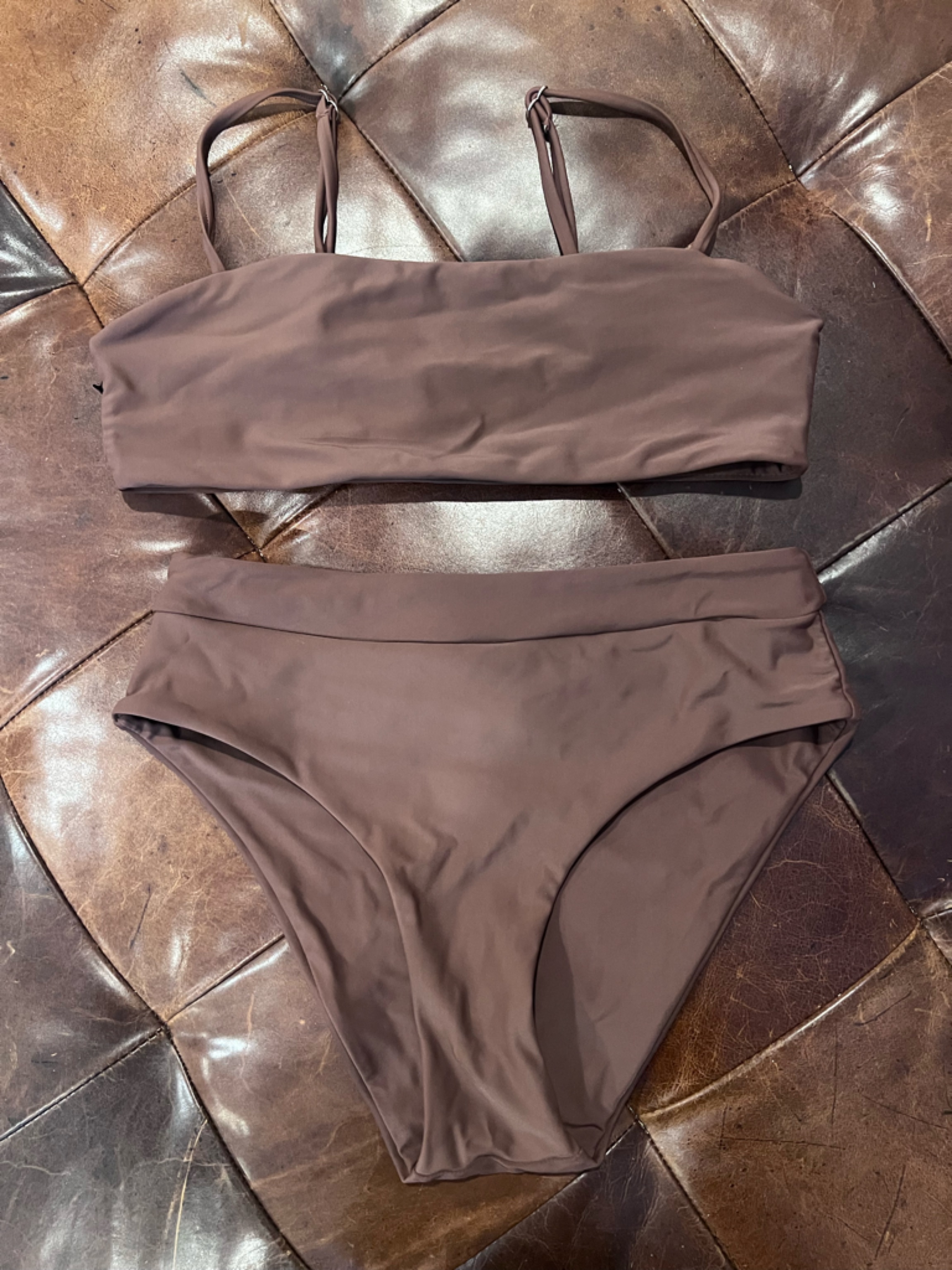 Shein Brown High-Waist Bandeau Bikini Set - Size Small - New Without Tags